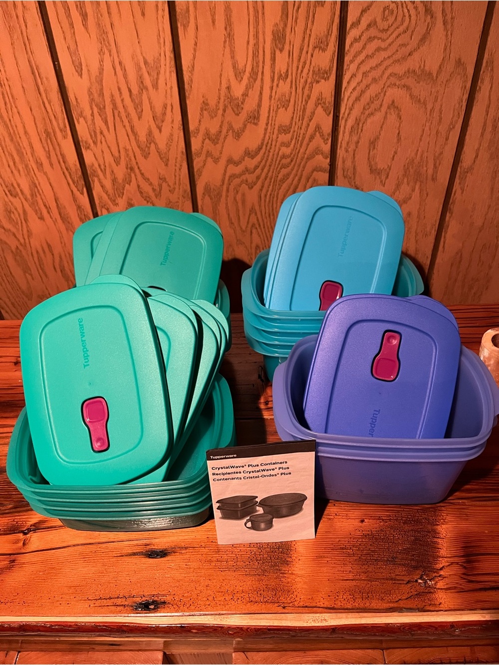 Tupperware Teal & Blue Food Storage Containers with Pink Vents - Multi-Pack